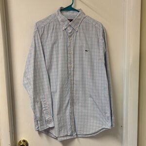 Vineyard Vines Blue and Pink Plaid Casual Button Down Shirt